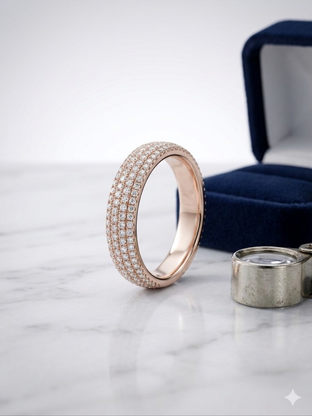 Moissanite 1.7CTW NWT 925 Silver With Rose Gold Over Eternity Ring, Size 8